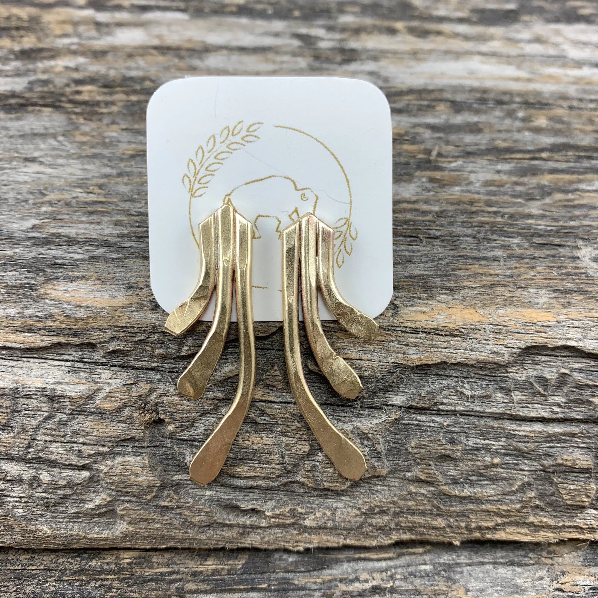 Sheppards Hook - Brass Staghorn Earrings-