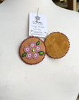 MJ – Boucles d’oreilles Métis à grande fleurs – rose/brun