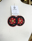 MJ – Boucles d’oreilles Métis à grande fleurs – rose/noir