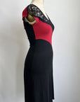 RESALE - Lace Dress - M- Black/ Sweet Red