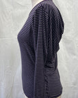 REVENTE - Haut drapé - P - Aubergine rayé - RE369