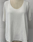 RESALE - V neck T-Shirt- 2X- Cream Striped- RE483