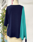 REVENTE - Haut drapé - G/TG - bleu marine/jade - RE601