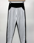 REVENTE - Pantalon Promenade - P - rayé noir/blanc - RE623