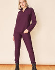 Pantalon Spirit en molleton - Aubergine/ourlet anthracite