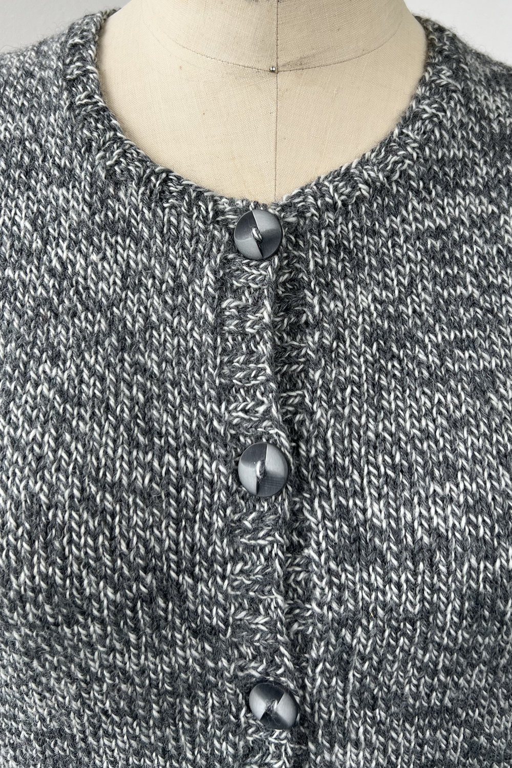 KNITS - Handknit Sweater Vest w/buttons - Grey Sparkle M