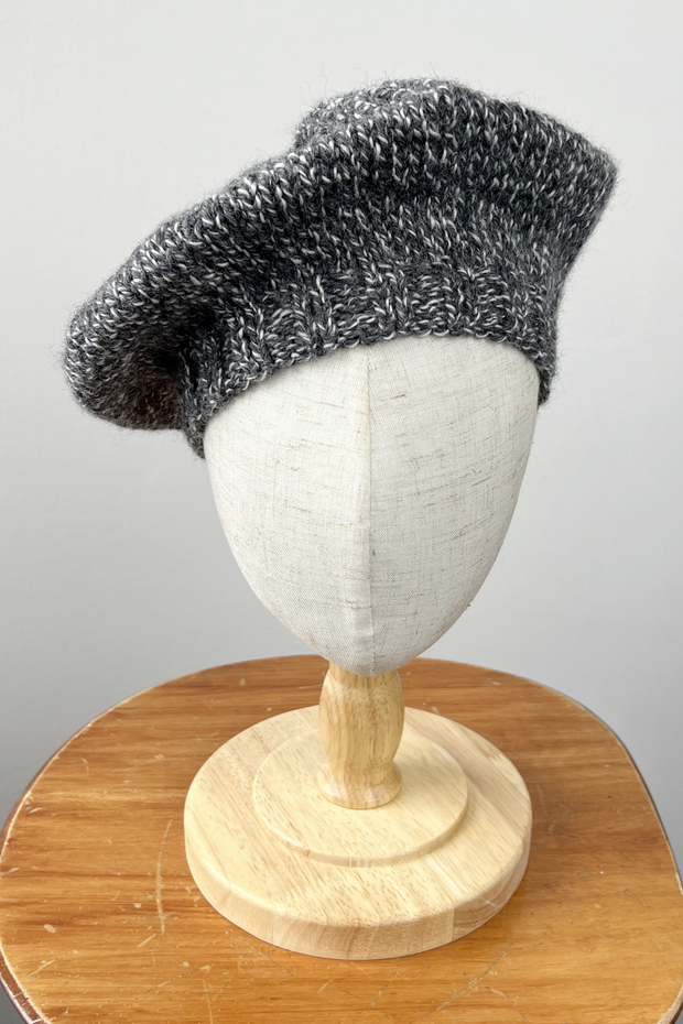 KNITS - 100% Wool Beret Toque- Grey Sparkle