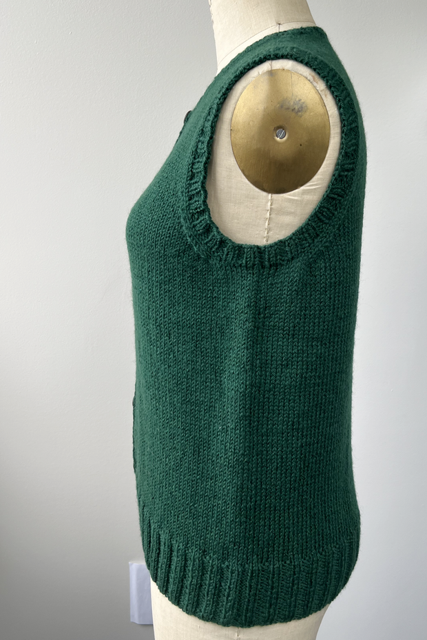 KNITS - Handknit Sweater Vest w/buttons - Pine M