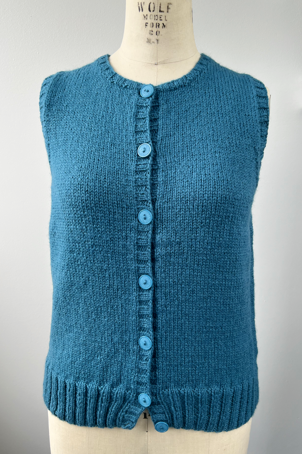 KNITS - Handknit Sweater Vest w/buttons - Teal M