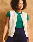 KNITS - Gilet pull tricoté à la main avec boutons - Blanc d’hiver M