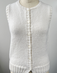 KNITS - Gilet pull tricoté à la main avec boutons - Blanc d’hiver M