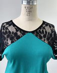 REVENTE - Blouse en dentelle - Jade/noir - TP/P