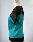REVENTE - Blouse en dentelle - Jade/noir - TP/P