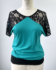 REVENTE - Blouse en dentelle - Jade/noir - TP/P