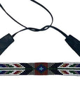 Handmade Beaded Belt - Black Fléchée - 1.5"
