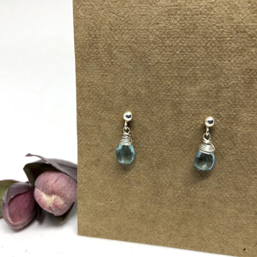 Naked Sage - Linnaea Earrings (London Topaz, Moonstone, Pink Sapphire & Labradorite)