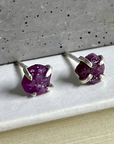 Naked Sage - Mineral Prong Set Raw Stone Studs (Apatite, Emerald & Ruby)