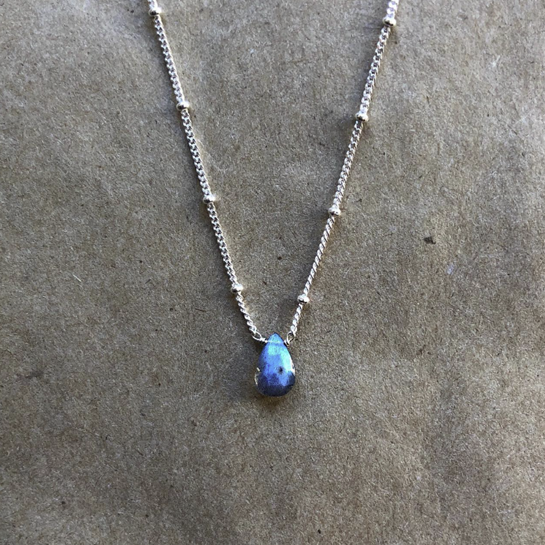 Naked Sage - Linnaea Necklace (Labradorite, London Topaz, Moonstone &amp; Pink Sapphire)