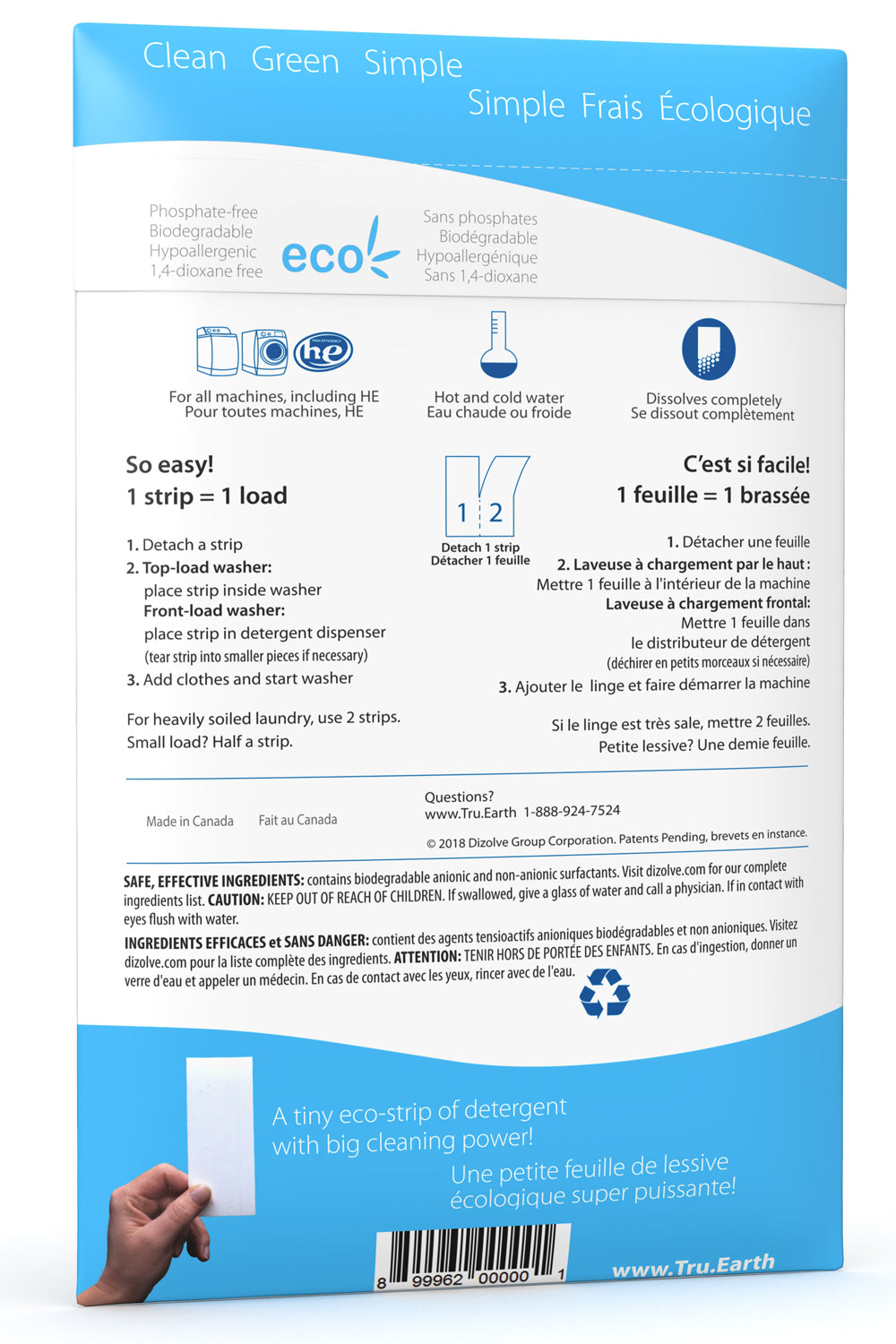 TRU EARTH Eco-strip Laundry Detergent - Fresh Linen - 32 Loads