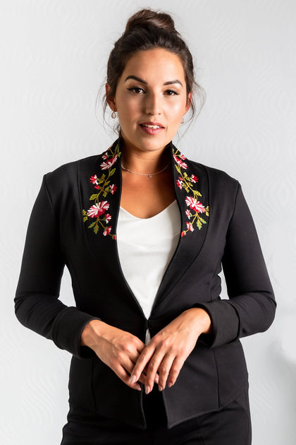 Floral black blazer sale