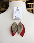 MJ - Boucles d'oreilles Feuille en peau de phoque - grande – rouge