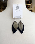 MJ - Boucles d'oreilles Feuille en peau de phoque - petit – noir