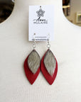 MJ - Boucles d'oreilles Feuille en peau de phoque - petit – rouge