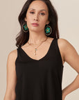 MJ- Metis Large Flower Earrings- Jade/Black