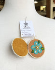 MJ – Boucles d’oreilles Métis à grande fleurs – aqua/brun