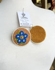 MJ – Boucles d’oreilles Métis à grande fleurs – cobalt/brun