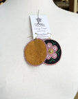 MJ – Boucles d’oreilles Métis à grande fleurs – rose/brun