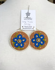 MJ – Boucles d’oreilles Métis à grande fleurs – cobalt/brun