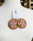 MJ – Boucles d’oreilles Métis à grande fleurs – rose/brun