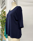 REVENTE - Haut drapé - G/TG - bleu marine/jade - RE601