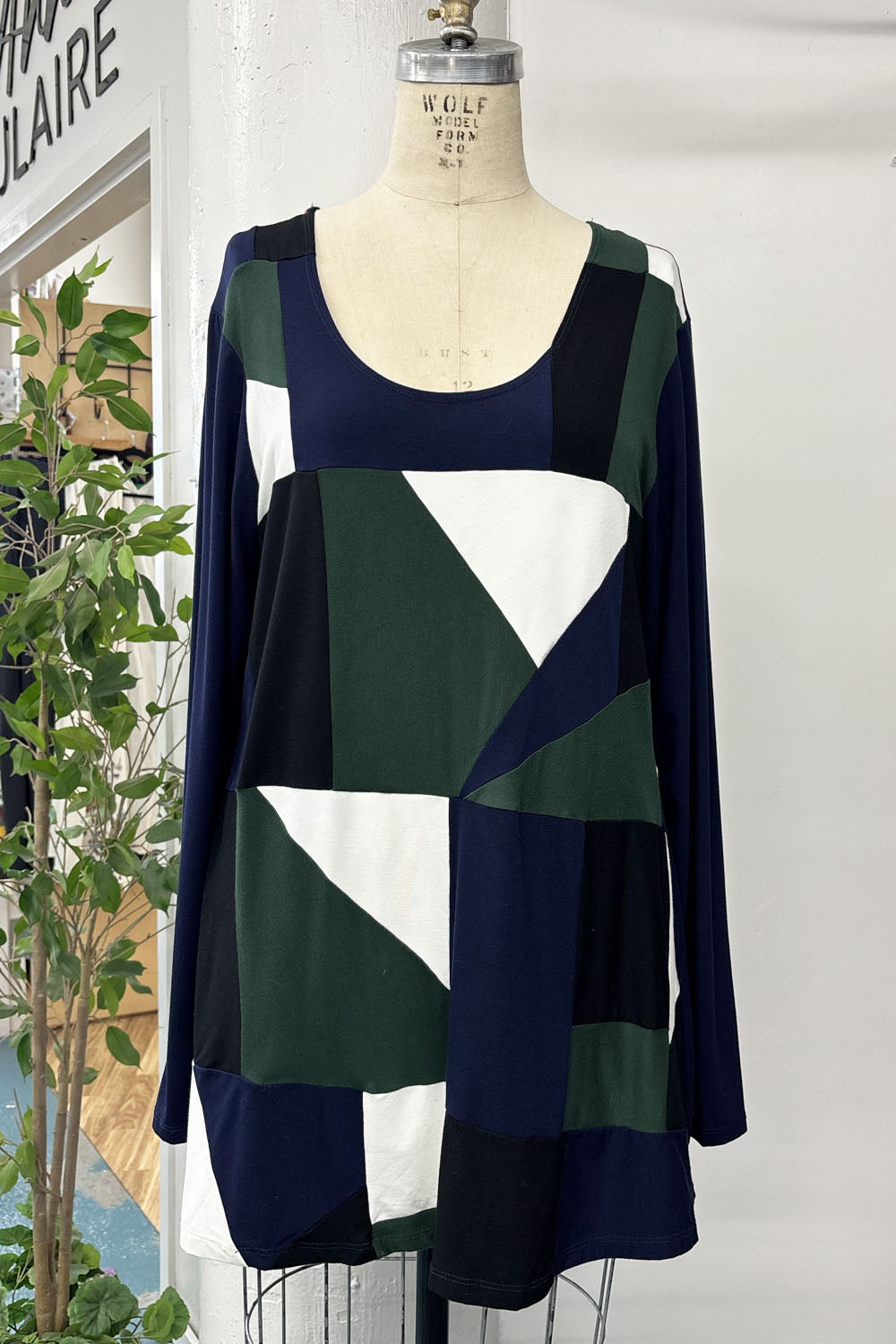 REVENTE - Tunique zéro-déchet - TG - bleu marine/noir/vert/blanc - RE637
