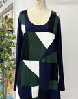 REVENTE - Tunique zéro-déchet - TG - bleu marine/noir/vert/blanc - RE637