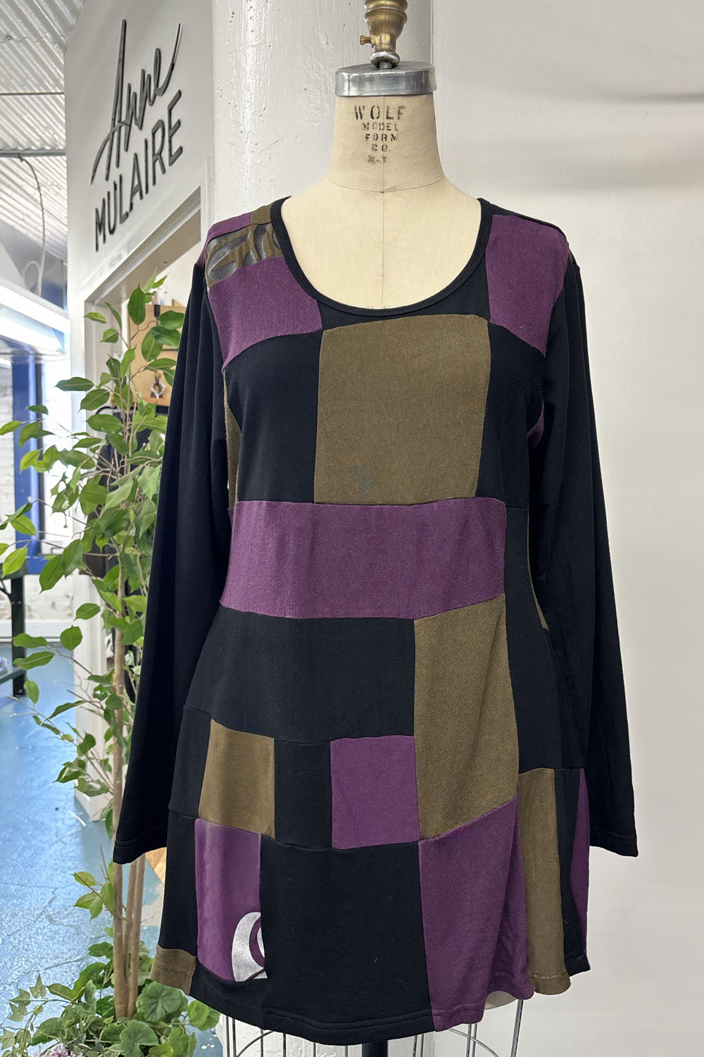 REVENTE - Tunique zéro-déchet - TG - noir/olive/aubergine - RE638