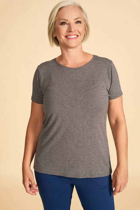 T-shirt classique en bambou - gris chiné foncé