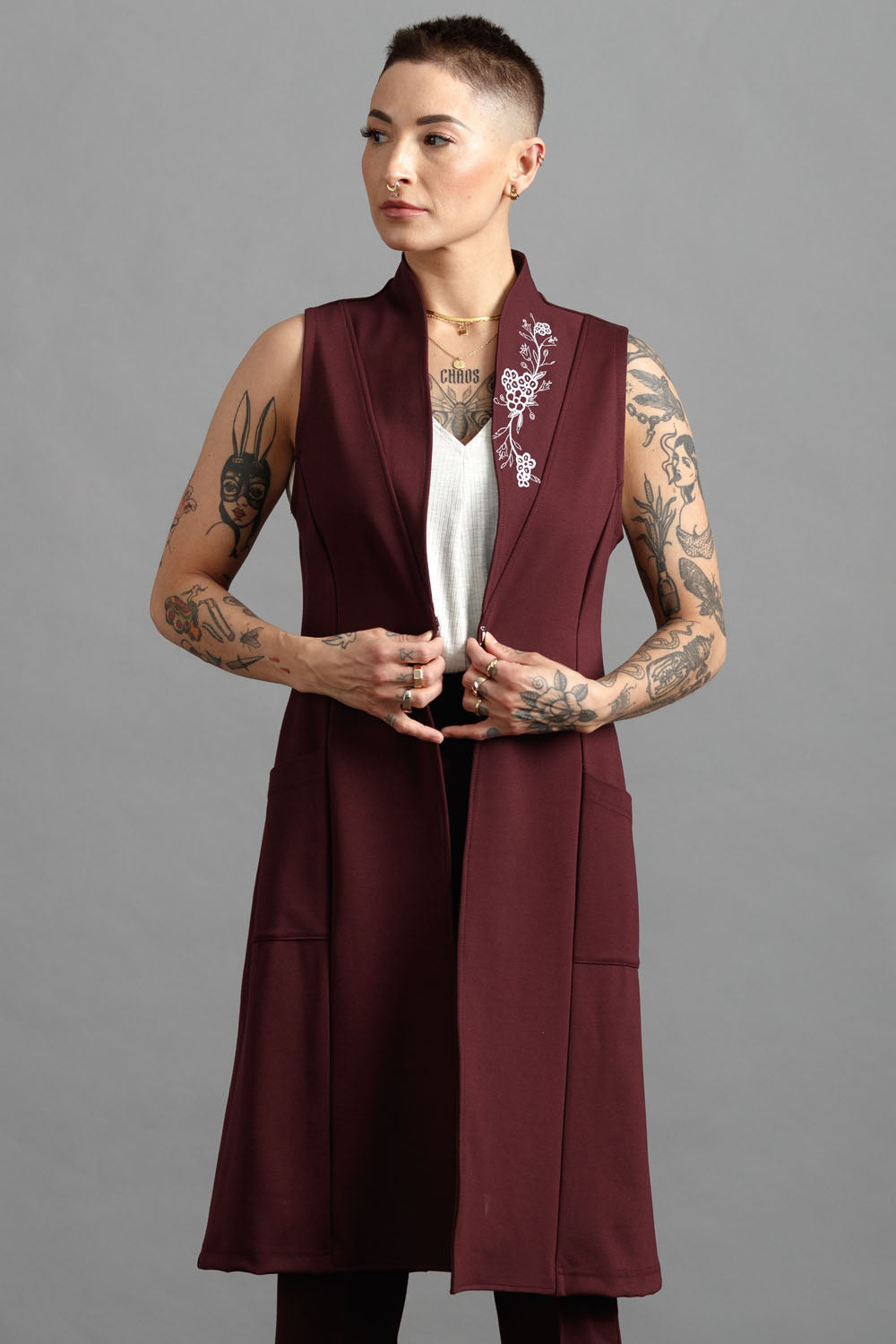 RED RIVER LONG Vest - merlot (fall 2026) - Anne Mulaire