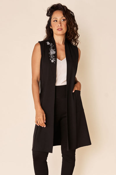 RED RIVER LONG Vest - Black – Anne Mulaire