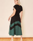 VELORA Dress- Black/ Forest Teal