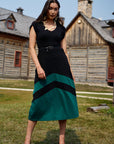 VELORA Dress- Black/ Forest Teal
