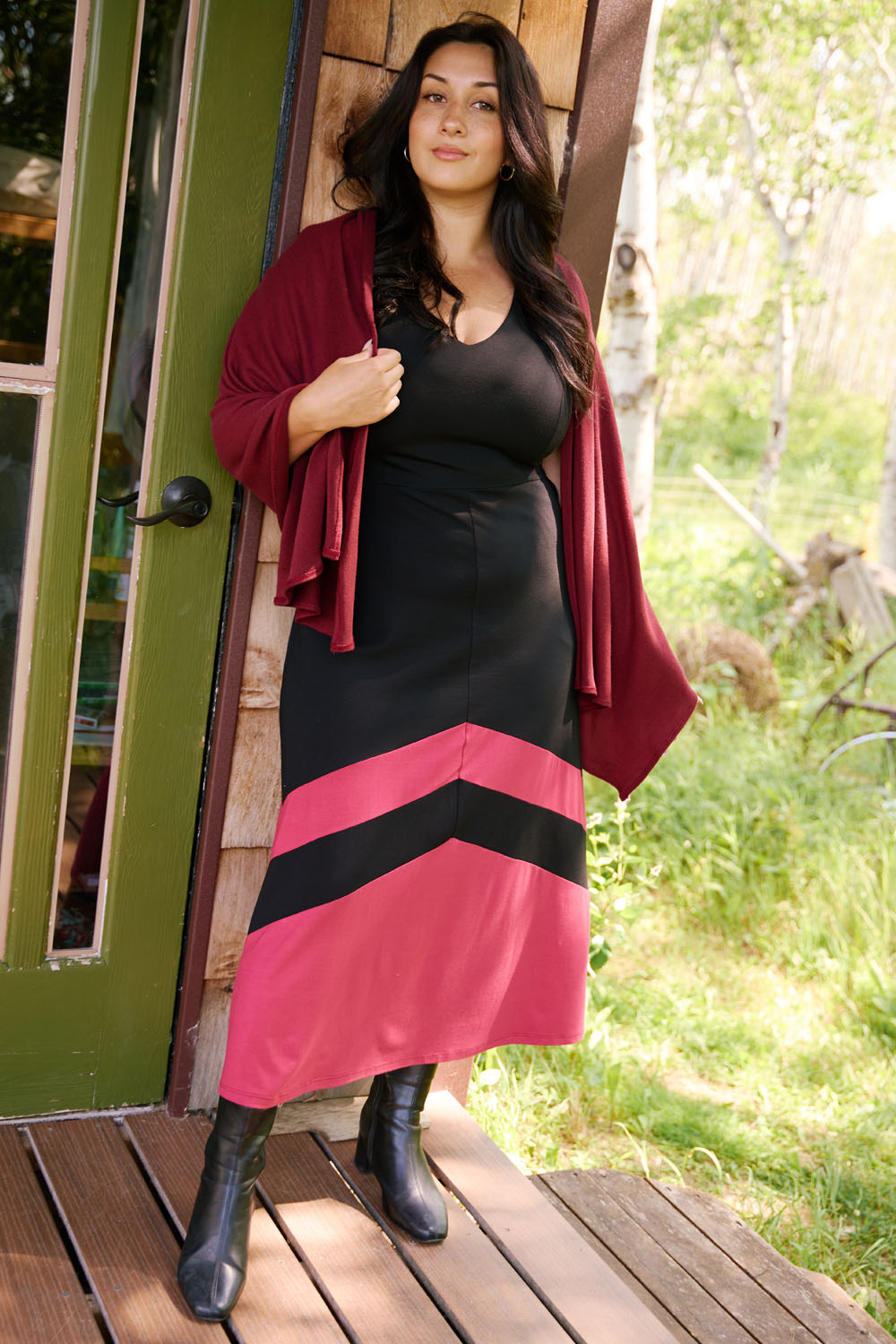 Velora Dress- Black/ Red Wine