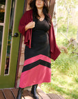 Velora Dress- Black/ Red Wine