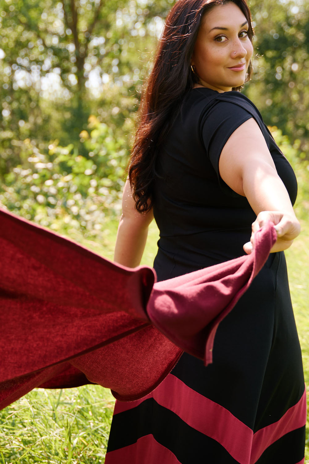 Velora Dress- Black/ Red Wine