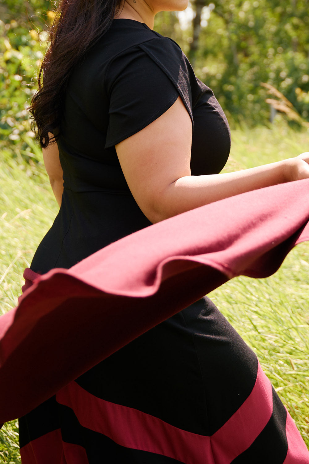 Velora Dress- Black/ Red Wine