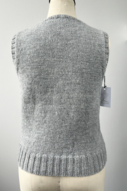 KNITS - Handknit Sweater Vest w/buttons - Light Grey Sparkle S