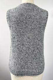 KNITS - Handknit Sweater Vest w/buttons - Grey Sparkle M