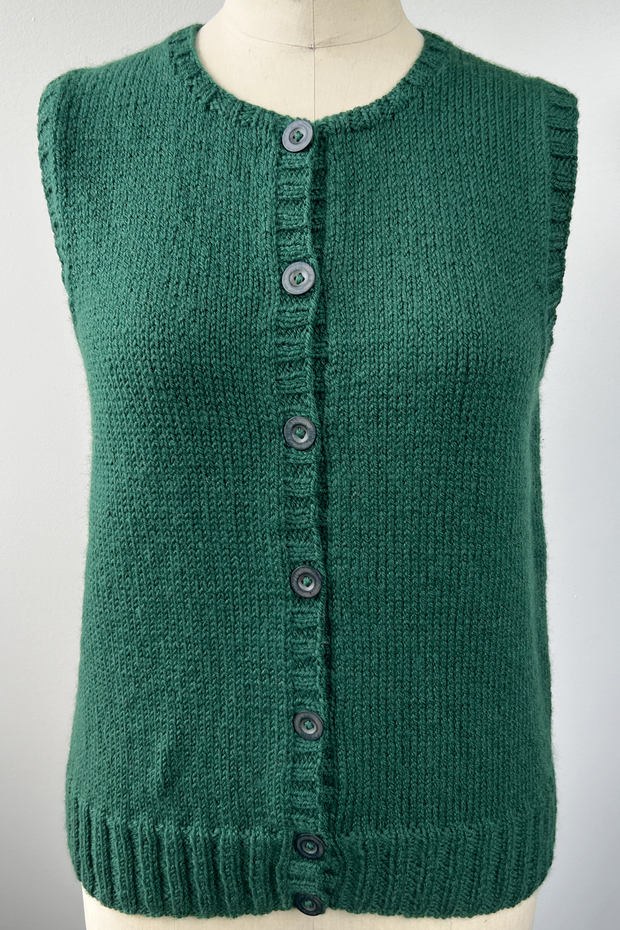 KNITS - Handknit Sweater Vest w/buttons - Pine M
