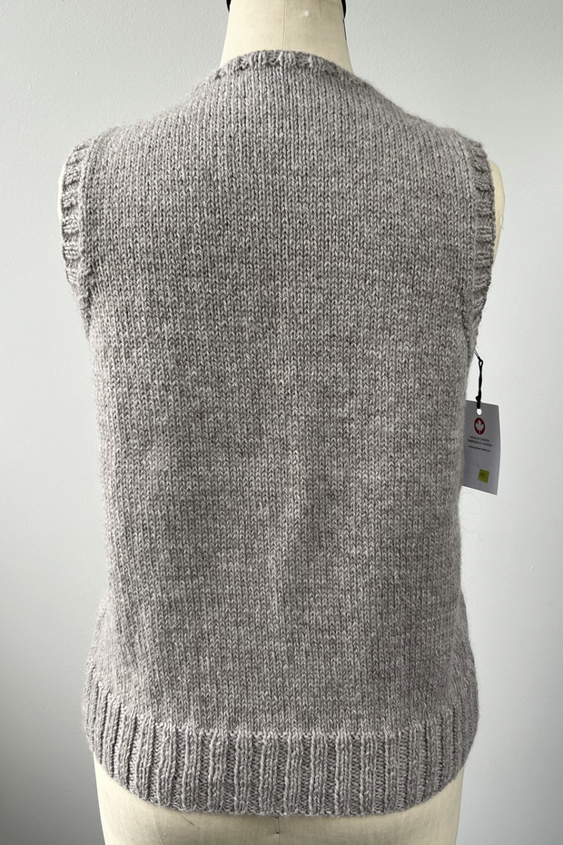 KNITS - Handknit Sweater Vest w/buttons - Taupe M